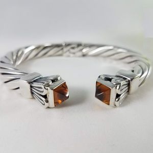 Baltic Amber Sterling Silver Blossom Cuff Bracelet